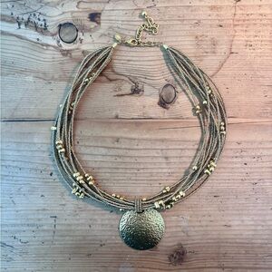 Joan Rivers Vintage Gold Multi-Strand Statement Necklace with Goldtone Pendant